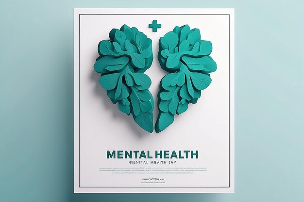 Photo minimal 3d world mental health day poster design