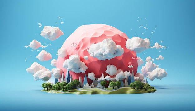 Минимальный 3D дизайн плаката Всемирного дня озона
