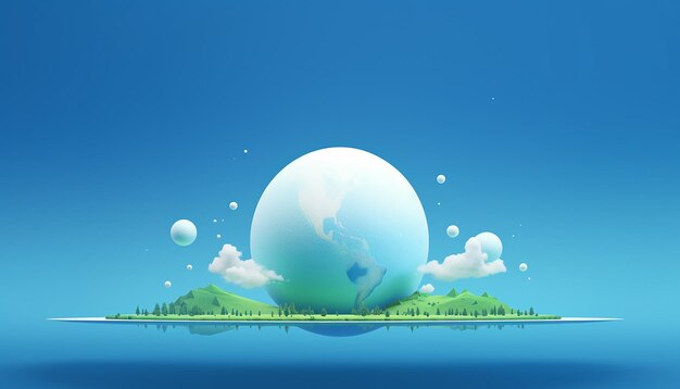 minimal 3D world ozone day poster design