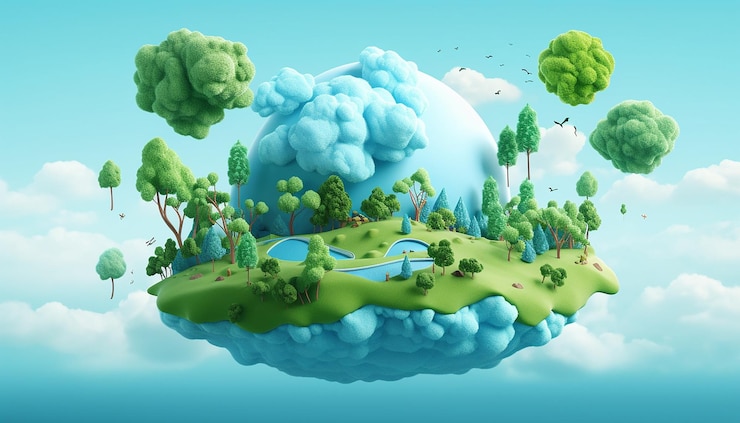 Photo 최소한의 3d 세계 오존의 날 포스터 디자인