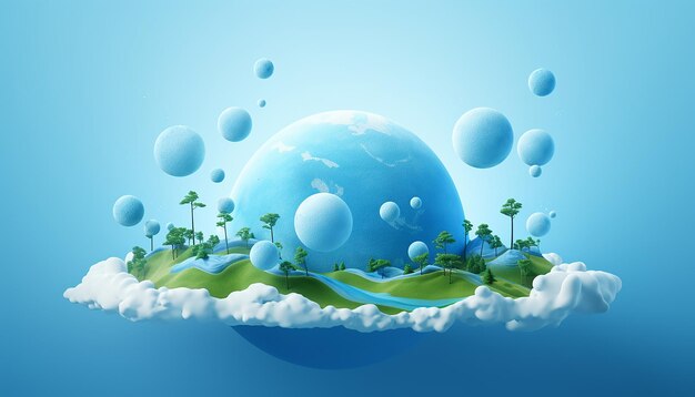 minimal 3D world ozone day poster design