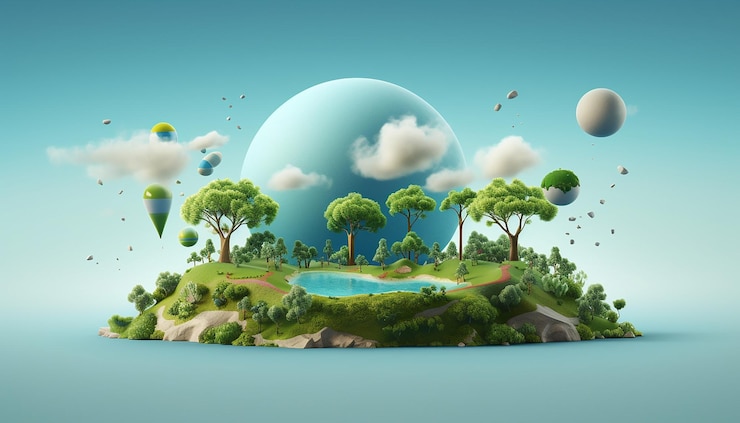 Photo minimal 3d world ozone day poster design