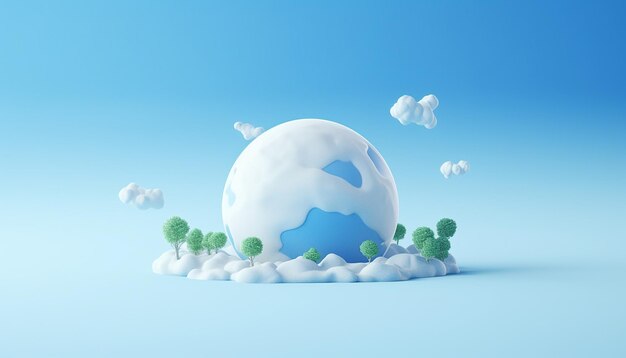 Minimal 3d world ozone day poster design