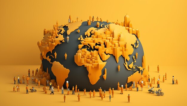 Minimal 3D world population day poster design