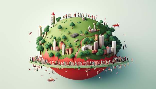 Minimal 3D world population day poster design