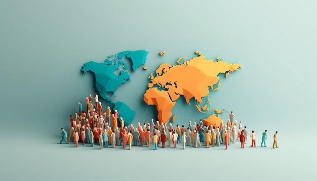 Минимальный 3D дизайн плаката ко дню народонаселения мира