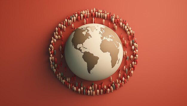 Photo minimal 3d world population day poster design