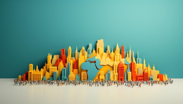 minimal 3D world population day poster design