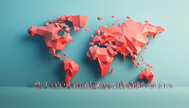Минимальный 3D дизайн плаката ко дню народонаселения мира