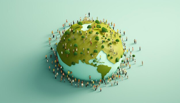 Minimal 3D world population day poster design