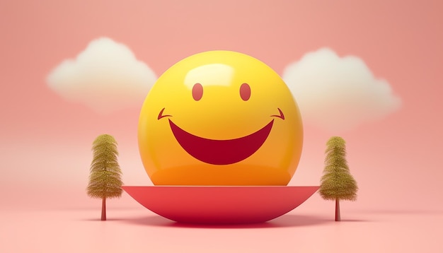 Minimal 3D World smile day poster design