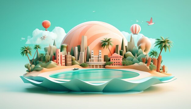 Minimal 3d world tourism day poster design