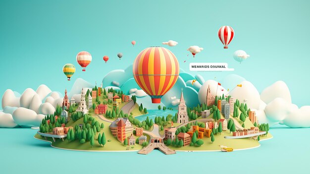 Photo minimal 3d world tourism day poster design