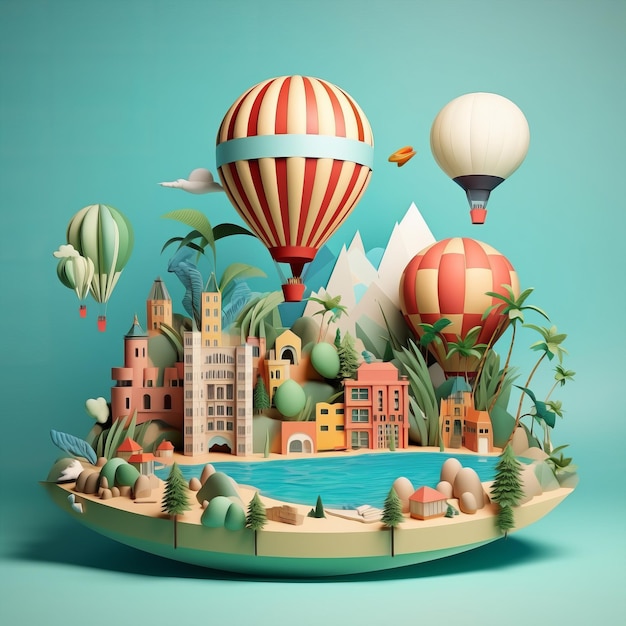 Minimal 3D World Tourism Day