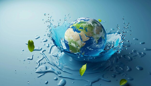 Minimal 3D world water day poster design