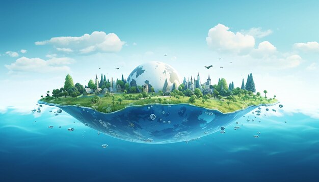 Minimal 3D World Water Day poster design