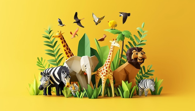 Foto progettazione di poster minimale 3d per la giornata mondiale della fauna selvatica