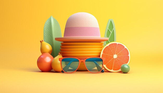 Minimal 3D zomer thema Cool concept voor zomer advertenties