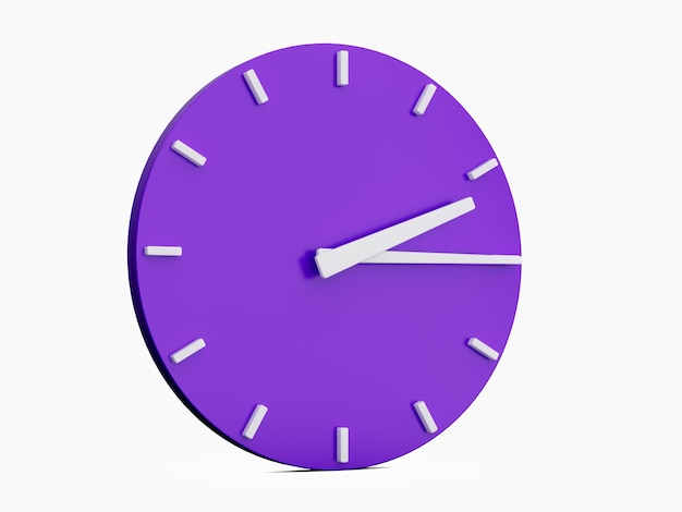 Photo minimal abstract 3d rendering purple wall clock on white background time is 2 15 or quarter past two