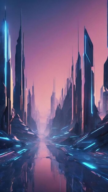 Minimal abstract blue futuristic background scifi illustration ai generated