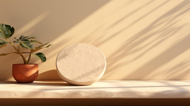 Минимальный абстрактный косметический фон для презентации продукта Тень пальмового листа от солнца на гипсовой стене 3d рендеринг иллюстрации