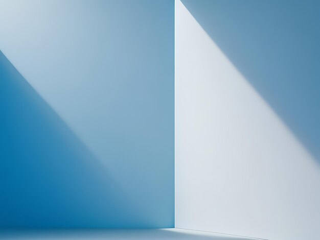 Minimal abstract light blue background for product presentation shadow and light from windows