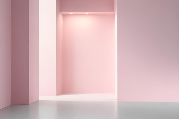 Minimal abstract light pink background for product presentation incident light from window on wall