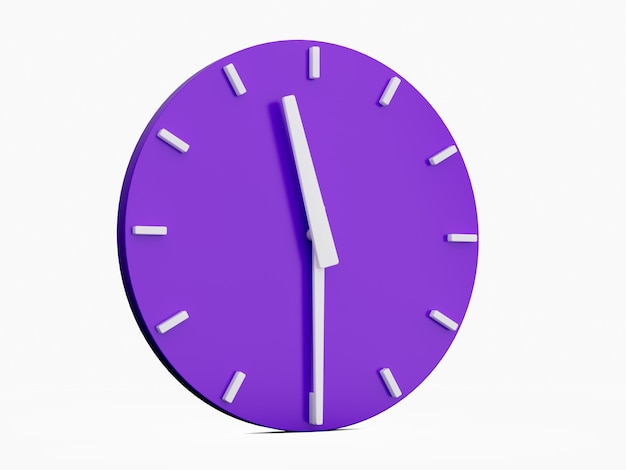最小限の抽象的な紫の壁時計時間は 11 30 時計または 11 時半 3 d イラストレーション