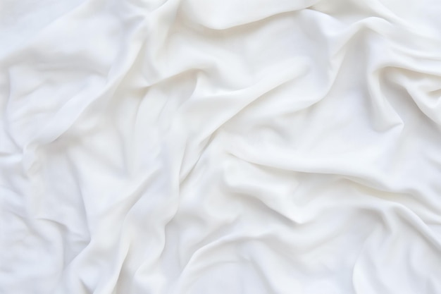 ミニマル 抽象 白い背景 滑らかな曲線 サテン シルキー 背景用布 波紋のある白いシルク織物の質感