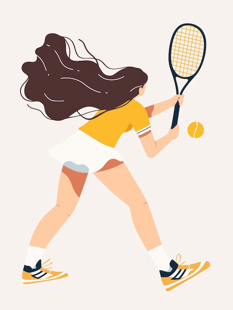 Minimal Aesthetic Illustration of a Woman Playing Squash Generative AI