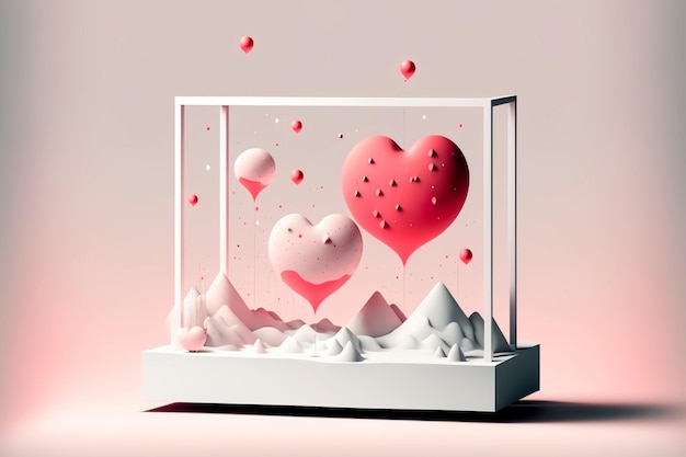 Minimal background minimalist Valentine's day Abstract illustrations with elements of minimalism