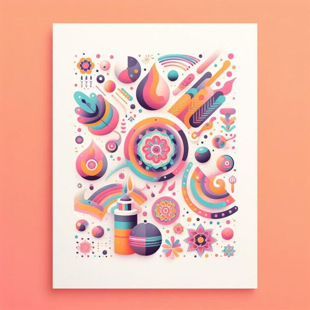 Minimal and basic soft colorful Holi Festival poster design