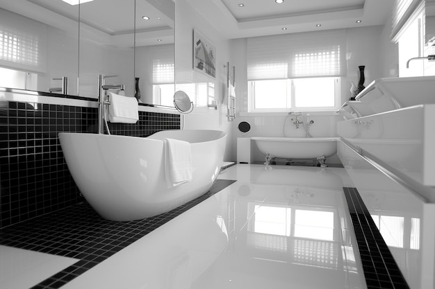 Minimal bathroom in black and white