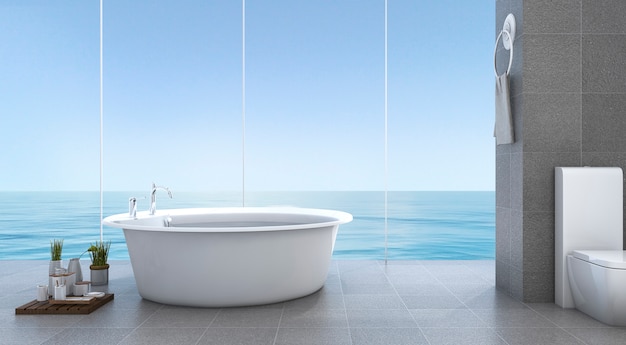 minimal bathroom near sea