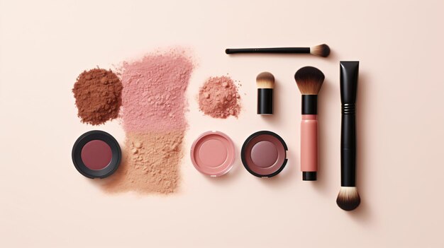 Minimal beauty products flat lay top view