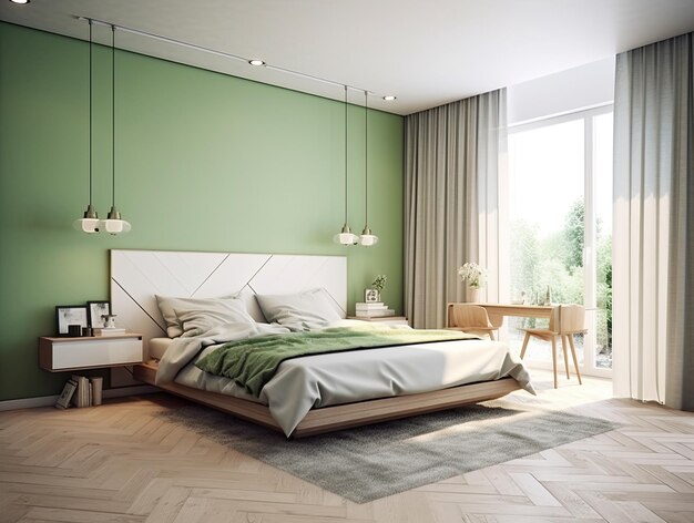 Minimal bedroom interior with Home decoration mock up Modern design background Generative AI