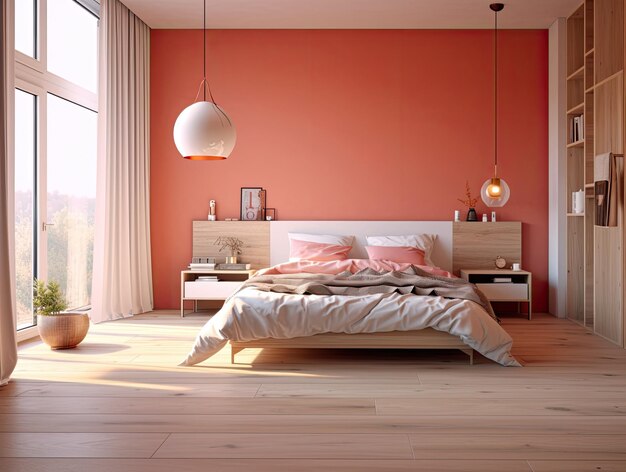 Minimal bedroom interior with Home decoration mock up Modern design background Generative AI