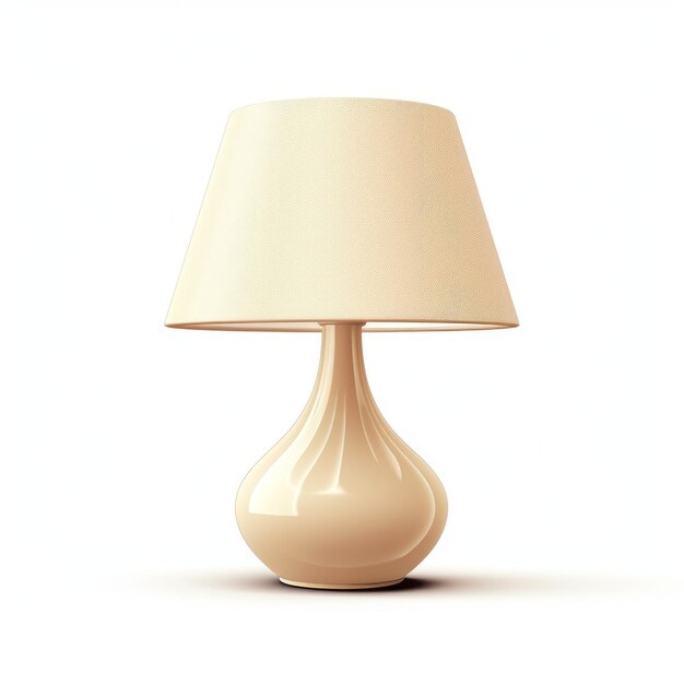 Foto lampada da tavolo beige minima su sfondo bianco