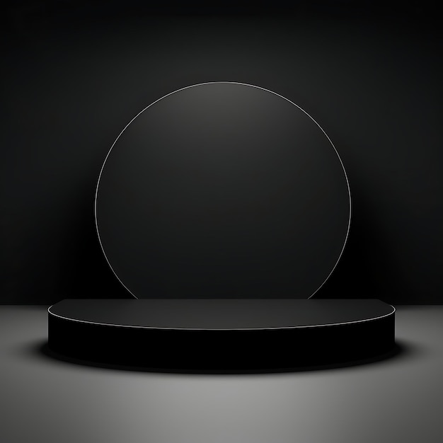 Photo minimal black circle podium stage on black studio background