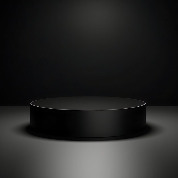 Minimal Black Circle Podium Stage on Black Studio Background