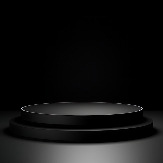 Photo minimal black circle podium stage on black studio background