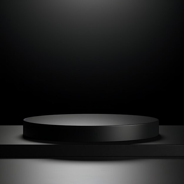 Photo minimal black circle podium stage on black studio background