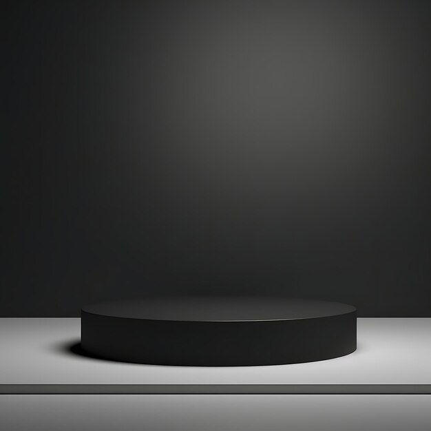 Minimal Black Circle Podium Stage on Black Studio Background