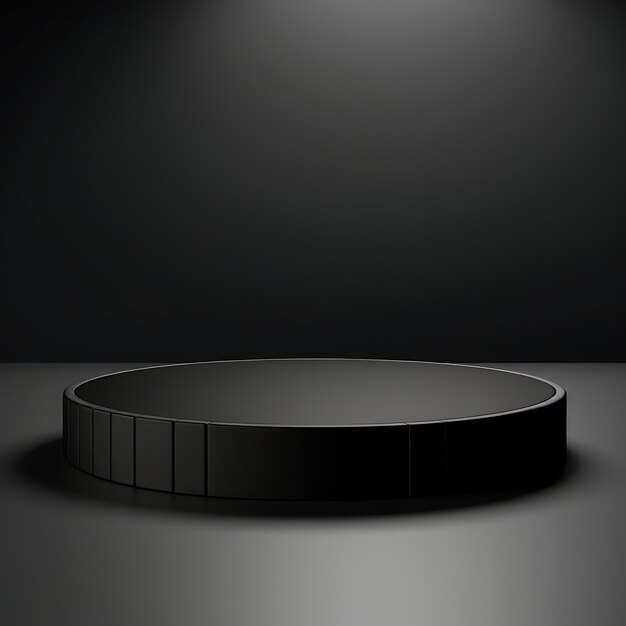 Photo minimal black circle podium stage on black studio background