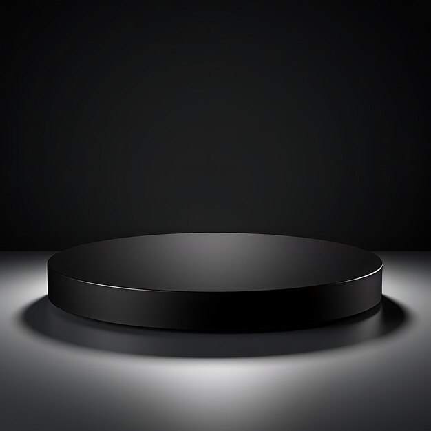 Minimal Black Circle Podium Stage op zwarte studio achtergrond