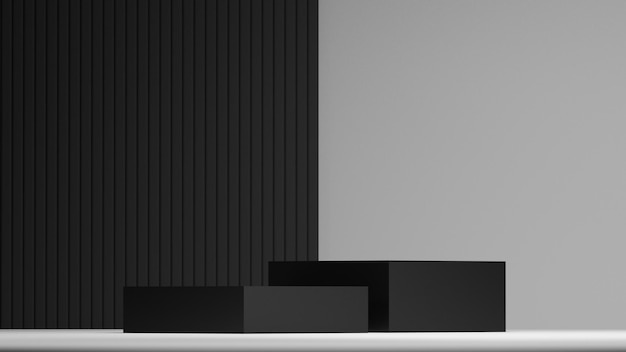 Photo minimal black and white podium background scene elegant empty stage for display and presentation 3