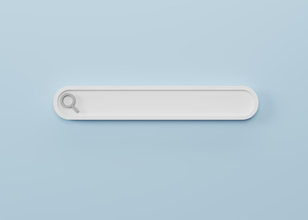 Minimal blank search bar on blue background. web search concept. 3d rendering