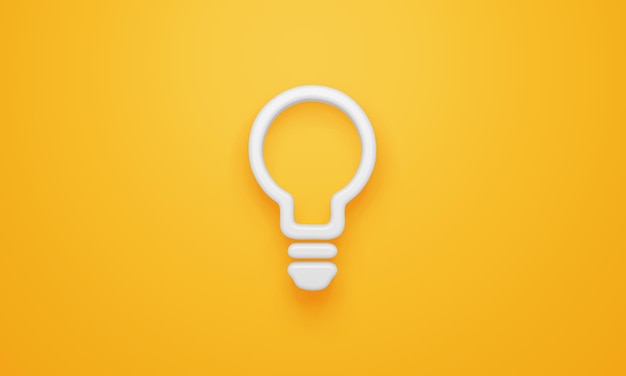 Minimal bulb symbol on yellow background 3d rendering