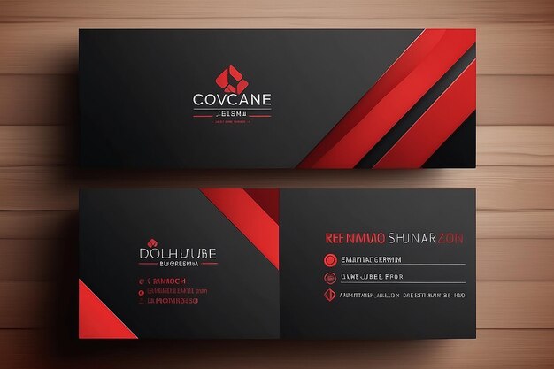 Photo minimal business card template design black and red color