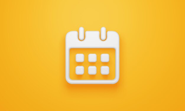 Photo minimal calendar symbol on yellow background 3d rendering